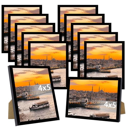 JCJMY 12 Packs 4x5 Picture Frames, Lightweight 4 by 5 Frames Bulk Set of 12 Collage Wall Decor Photo Frames Set for Wall and Tabletop, Black - color: Black, size: 4x5 inch