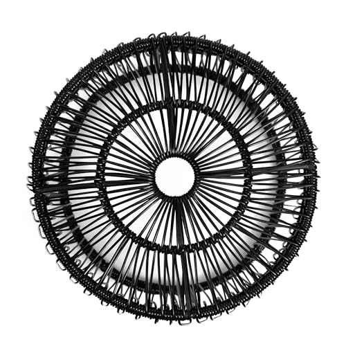 Furniture of America Ysar Boho Rattan Round Coffee Table Outdoor with Metal Frame, All-Weather and Rust Resistant, Handcrafted Coastal Furniture for Patio, Poolside, Garden, Yard, Black - color: Black/18.9 In.