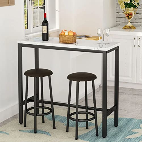 Small Dining Table for 2, 3 Pieces Bar Table Set Kitchen Table and Chairs Bistro Height Pub Table with 2 Chairs, Dining Room Table and Chairs for Small Space, Breakfast Nook, 39.4"