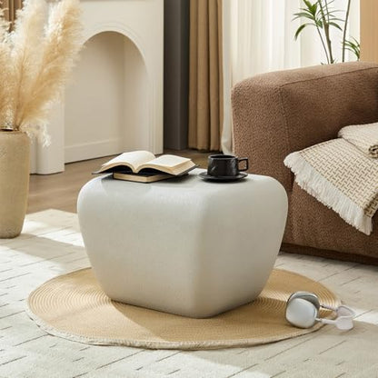 Round Black Marble Coffee Table, Modern Drum Design, Circle FiberglassCoffee Table, End Table for Living Room, Apartment, No Assembly Required (21.85‘’ Light Grey) - color: 21.85‘’ Light Grey
