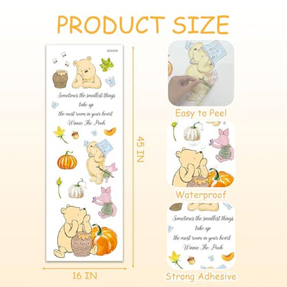 Winnie Wall Stickers for Kids, The Pooh Stickers for Children Room, Winnie Inspirational Wall Decor, The Pooh Removable Stickers for Thanksgiving Nursery Bedroom Living Room Playroom Wall Decoration - style: Winnie 02