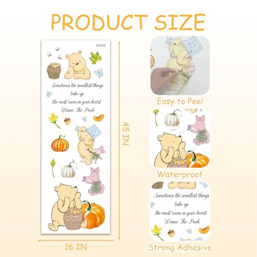 Winnie Wall Stickers for Kids, The Pooh Stickers for Children Room, Winnie Inspirational Wall Decor, The Pooh Removable Stickers for Thanksgiving Nursery Bedroom Living Room Playroom Wall Decoration - style: Winnie 02