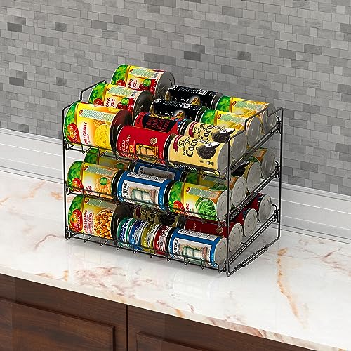 Deco Brothers Stackable Can Rack Organizer Holds Up to 36 Cans, Black | for Kitchen and Pantry - color: Black