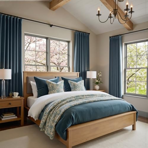 Blackout Dark Slate Velvet Curtains Rod Pocket 52×102 Inch 2 Panels | Soft Velvet, For Bedroom & Living Space, Light Shifting Texture, Elegant Drape, Serene, Fresh - color: R | Dark Slate, size: 52"W x 102"L (Pack of 2)