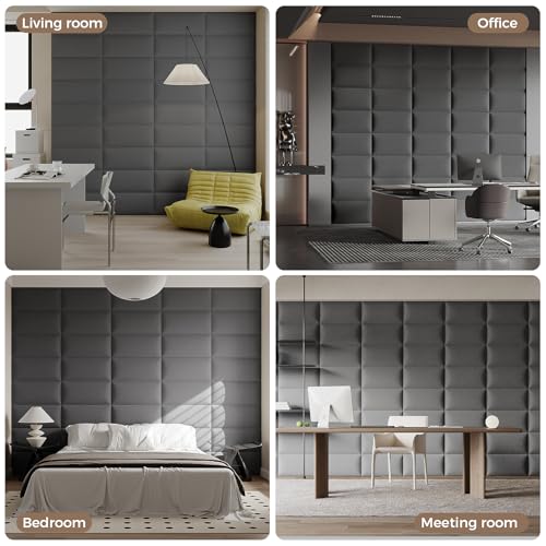 Industrial Dark Gray Linen Non-Adhesive Headboard 24x12 Inch 6-Panel Kit - Peel and Stick Design for Queen Beds, Temporary Space Solution - color: Linen - Dark Gray