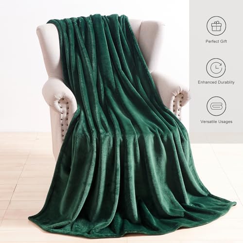 TASTHROW DarkGreen Throw Blanket 60x80 Inches | Soft Plush Cozy Fleece Flannel Throw Blanket, Lightweight Warm Throws for Bed, Couch, Bedroom and Living Room, All Seasons - color: Darkgreen, size: 60"x80"