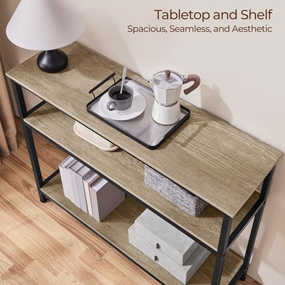 Yaheetech Console Table with 3 Tier Shelves, Entryway Table, Gray, 39.5" | Sofa Table, Entry Table with Storage, Behind Couch Table for Living Room, Easy Assembly, Sturdy Structure, for Small Space - color: Grey