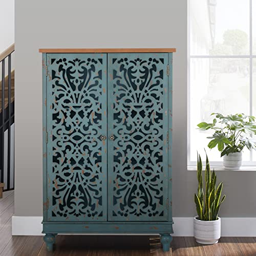 Sophia & William Tall Accent Cabinet, Entryway Buffet Cabinet with Storage | Accent Cabinet with Door, Decorative Tall Entryway Buffet Cabinet with Storage, for Dining Room, Living Room - color: Blue, size: 2 Door-Tall
