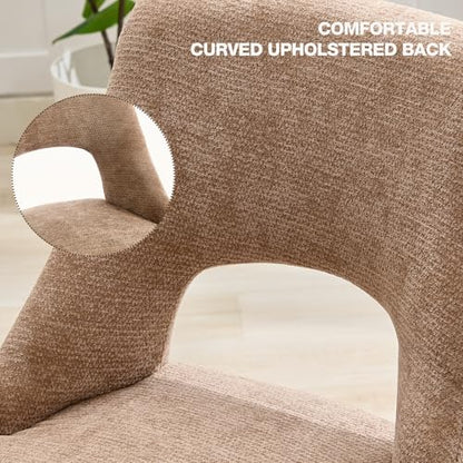 UVV Wooden Dining Chairs Set of 2, Mid Century Modern Upholstered Dining Room Chair Kitchen Chairs, Chenille Dinner Chair with Solid Wood Legs for Kitchen Dining Room, Khaki - color: Khaki, size: Set of 2