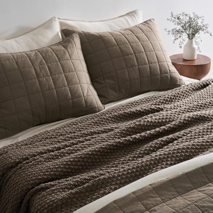 EVERGRACEHOME Chunky Chenille Knit Throw Blanket, 108x92, Mocha Brown | Sculpted Moss Stitch, Chic Modern Farmhouse, All-Season Warmth, OEKO-TEX® Certified, Oversized King for Couch, Bed, Sofa - color: Mocha Brown, size: 108" X 92"