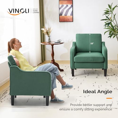 VINGLI Accent Chair for Living Room Chairs Dark Green Reading Chair for Bedroom Scooped Arm Chair Mid Century Modern Accent Chairs Upholstered Comfy Chair for Apartment, Waiting Room - color: Dark Green