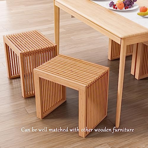APRTAT Bamboo Dining Bench 17-Inch Indoor Wood Shoe Rack Bench for Entryway | Easy Assemble, Sturdy & Durable,Slatted Design,Versatile Everyday Seating,Living Room Hallway Bedroom Bathroom - color: Nature, size: Small
