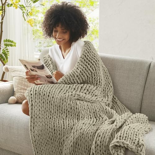 Madison Park Chunky Double Knit All Season Throw Blanket, 50 x 60, Grey | Ultra Soft, Acrylic, Cozy Warmth for Sofa or Bed, Lightweight, Boho, OEKO-TEX Certified - color: Grey