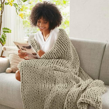 Madison Park Chunky Double Knit All Season Throw Blanket, 50 x 60, Grey | Ultra Soft, Acrylic, Cozy Warmth for Sofa or Bed, Lightweight, Boho, OEKO-TEX Certified - color: Grey