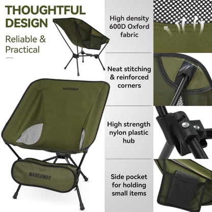 MARCHWAY Lightweight Folding Camping Chair with Spring Lock, Stable Compact Portable for Outdoor Camp, Travel, Beach, Picnic, Festival, Hiking, Backpacking (Lowback Green) - color: Lowback Green