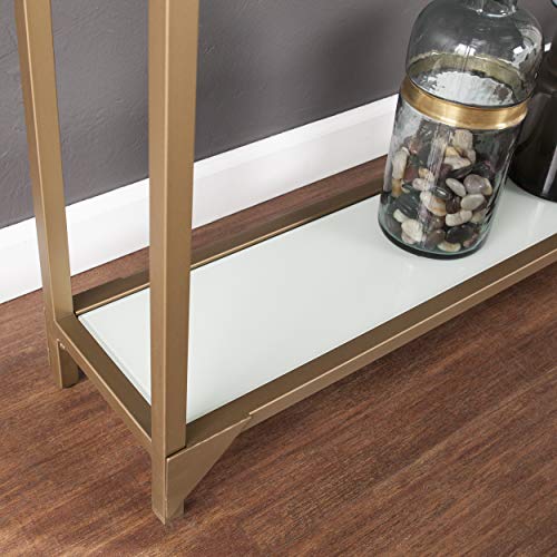 SEI Furniture Bergen 56 inches Long Narrow Metal Console Table, Open Concept Living Space, Glam Style Painted Iron, Gold - color: Gold