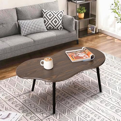 Modern Coffee Tables for Living Room Cloud Shape Center Table Industrial Irregular Wood Grain Table Top Coffee Table, Rustic Brown Unique Furniture for Living Room Home - color: Rustic Brown-1