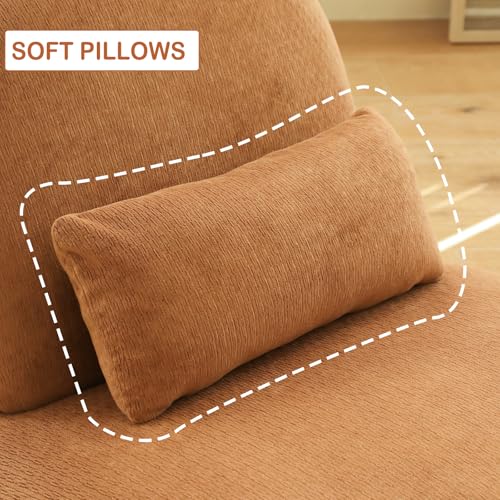Chifee & Vingol Modern Accent Chair Armless Lounge Chairs with Wood Leg & Pillow Comfy Upholstered Reading Chair for Living Room Bedroom,Caramel - color: 28"-caramel