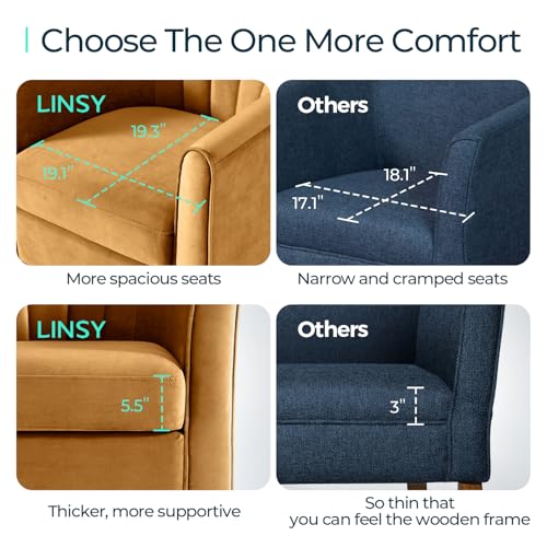 LINSY Swivel Accent Chair with Ottoman: Small Velvet Barrel Chair 360 Swivel Modern Armchair, Upholstered Reading Chair with Footrest for Living Room Bedroom Study Room (Yellow) - color: Yellow, size: Small