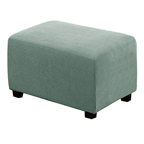 H.VERSAILTEX Ottoman Cover Slipcover Rectangle Fit Length 29"-34" Footrest Sofa Slipcovers Stool Cover Footstool Protector Covers Feature Stretch Thick Soft Jacquard Fabric Removable Washable - Sage - color: Sage, size: Rectangle-Large