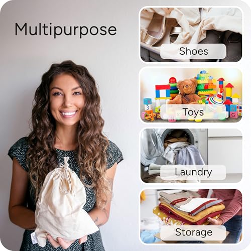 Reusable Produce Storage Bags - XX-Large 19x23 3 Pack - Breathable Muslin Fabric Sacks with Drawstrings – Dust-Proof Travel Cotton Bags for Laundry, Clothes, Purses - size: XX-Large 19x23"(3pack)