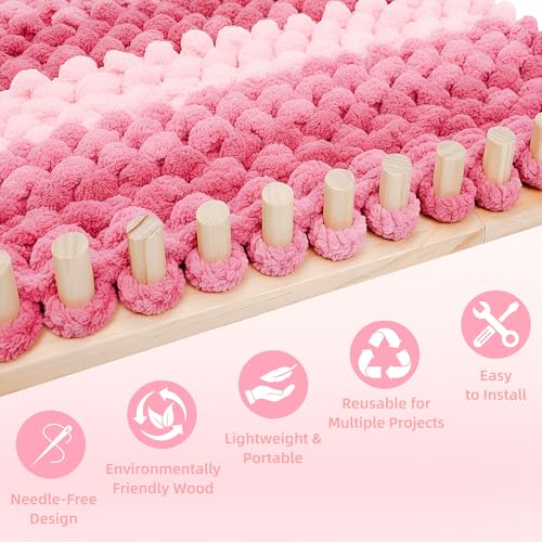 48" Chunky Blanket Loom, Adjustable Wooden Knitting Loom for DIY Crafts | Extra Large Hand Knitting Tool for Making Cozy Blankets, Throws, Home Decor Projects and Handmade Gifts for Beginners