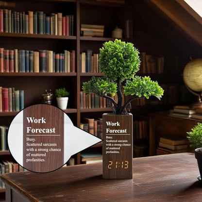 Fake Plant Electronic Clock，Creative Digital Alarm Clock，Funny Office Desk Sign，Alarm Clock for Bedroom，Suitable as a Gift for Colleagues and Friends - color: Work