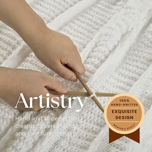 Boho Knitted Chenille Blanket with Tassels - Lightweight & Soft All-Season Throw - 3D Classic Pattern for Living Room Bedroom Couch, Cloud White, King 90"x108" - color: Cloud White, size: King