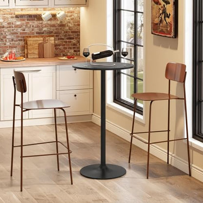 Two-in-one Adjustable Height Bar Tables, 24-inch Round Cocktail Table with Sturdy Metal Base, 40"/22" Two Convertible Height High Top Pub Table for Home Bar, Restaurant Bistro (2, Black) - color: Black, size: Diameter：23.99‘’