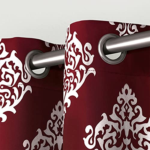 Exclusive Home Curtains - EH7945-07 2-84G Medallion Blackout Grommet Top Curtain Panel Pair, 52x84, Burgundy, 2 Piece - color: Burgundy, size: 52"W x 84"L (Pack of 2)