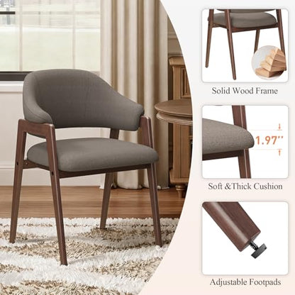 MALOL Wooden Dining Chairs Set of 2, Modern Fabric Upholstered Dining Room Chair, Kitchen Side Chairs, Farmhouse Dinner Chair with Curved Open Back for Kitchen, Camel - color: Camel, size: Set of 2