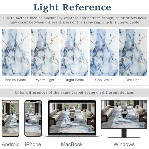 CRYPTOLITE Abstract Area Rug 4x6 Washable Rug with Non-Slip Backing Low Pile Area Rug Area Rugs for Living Room, Bedroom, Dining Room, Blue - color: Marble - Blue, size: 4' x 6' (Rectangular)