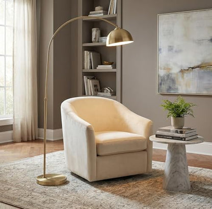 74.8" Arched Floor Lamp, Height Adjustable Arc Floor Lamp for Living Room in Matte Gold/Brass with Foot Switch, Over Couch Reading Floor Lamp for Bedroom Office, 1 x E26 Bulb Not Included