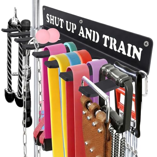 Home Gym Accessories Organization Storage Rack Equipment For Home 8 Hook Wall Hanger Display Gear Barbells Resistance Bands Jump Ropes Lifting Belt Hanger Accessories Hardware Included - color: shut up