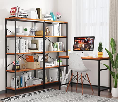 Himimi 5 Tier Bookshelf, Heavy Duty Tall Freestanding Storage Bookcase | Industrial Storage Organizer with Metal Frame Shelves, Vintage Display Shelving Units for Living Room, Bedroom & Home Office - size: 5 Tier-1 Pack
