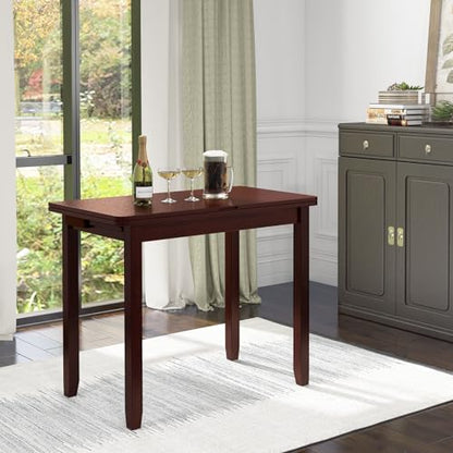 GIANTEX 20"-40" W Extendable Dining Table for 2-4, Rubber Wood Frame | Farmhouse Expandable Kitchen Table w/Hidden Storage, Space-Saving Dinner Table for Small Space, Apartment, Living Room
