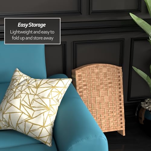 Red Lantern 2 ft. Short Diamond Weave Fiber Folding Screen - Natural - 6 Panel - color: Natural, size: 6 Panel