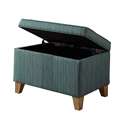 HomePop 24" Medium Square Storage Ottoman - Teal - color: Blue Chevron