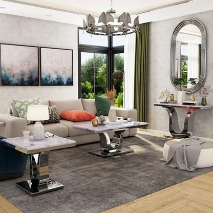 Silver Console Table, White and Silver Living Room Sofa Table, 50" Modern Console Table for Entryway, Living Room, Office, Foyer, Front Hall, Hallway - color: Silver