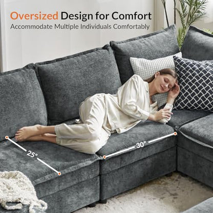 HULALA HOME Backrest Cushion for Sectional Sofa Couch, Grey - color: Grey, size: Backrest Cushion
