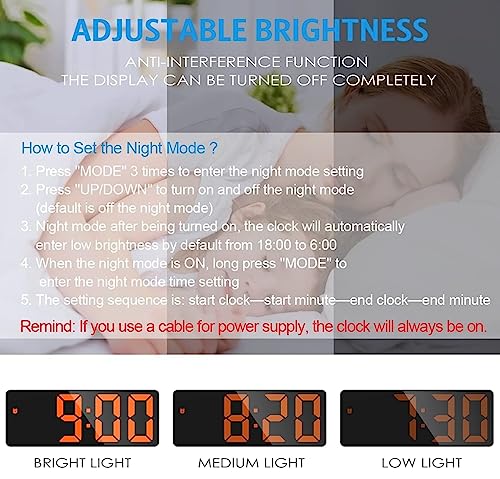 AMIR Digital Alarm Clock, LED Clock for Bedroom, Electronic Desktop Clock with Temperature Display, Adjustable Brightness, Voice Control, 12/24H, 6.3" Large Display for Home, Bedroom, Office | Temperature Display, Voice Control, Dimmable Brightness, 12/24