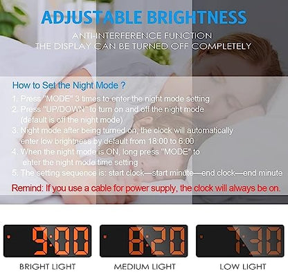 AMIR Digital Alarm Clock, LED Clock for Bedroom, Electronic Desktop Clock with Temperature Display, Adjustable Brightness, Voice Control, 12/24H, 6.3" Large Display for Home, Bedroom, Office | Temperature Display, Voice Control, Dimmable Brightness, 12/24