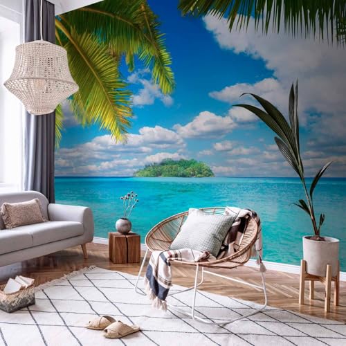 Wall Mural Peel and Stick Nature 212x98 in - XXL Self-Adhesive Corner Wallpaper Removable Large Sticker Foil Angle Wallpaper Holiday Lagoon Palms n-A-10068-a-a - color: #23, size: 212 x 98 in Self-Adhesive