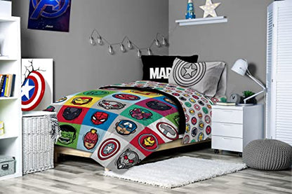 Marvel Avengers Iron Man Twin Comforter Set 5 Piece Kids Bedding, Multi | Hulk Captain America Thor, Bed in a Bag, Comforter Sheets Sham Pillowcase, Soft Microfiber, Machine Washable, Boys Gift