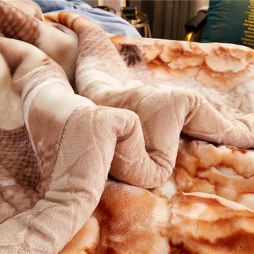 LGYKUMEG Warm Winter Korean Mink Blanket Full Size 71"×87", 6.6Lb Two Ply Reversible Raschel Blanket,Silky Soft Plush,180x220cm3kg - color: Peony Coffee, size: 71x87in/6.6lb
