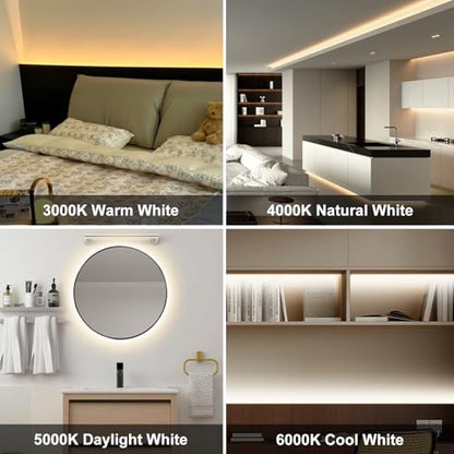 Pandery COB LED Strip Light,CCT Dimmable Strips Light,2700K-6500K,50ft/15m,8mm Wide,CRI90+ 24V LED Strips Kit with Bluetooth APP Control/Music Mode,for Bedroom,Kitchen,DIY Lighting - size: 50FT