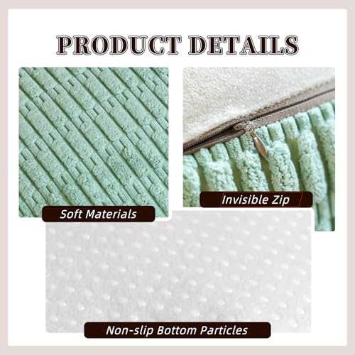 Round Unstuffed Pouf Ottoman Bean Bag Cover Pouf Foot Rest, Green | Cover Only, 20x20x8 In, Soft Short Plush, Ribbed Texture, Modern Style, Living Room, Bedroom, Reading Nook - color: Green