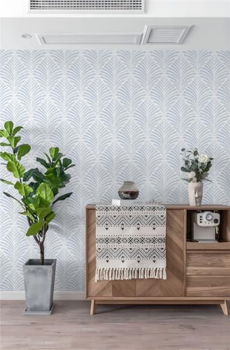 Safiyya Peel and Stick Wallpaper Boho Contact Paper 17.3"x196" Blue Geometric Modern Wall Paper Self Adhesive Removable Wallpaper for Bedroom Vinyl Rolls - color: Blue and White, size: 17.3" x 196"