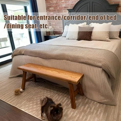 Reclaimed Elm Rustic Entry Way Benches Seat-Farmhouse Indoor Solid Wooden Noodle Bench,Maximum Load 880IB,Handcraft for Entryway Bedroom/Living Room/Dining Room - size: 39.3*10.2*17.7in