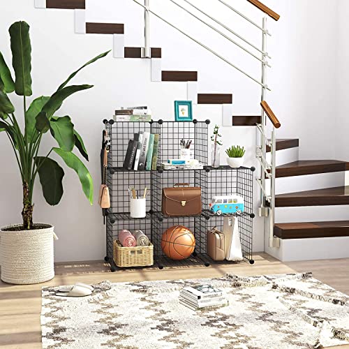 C&AHOME Wire Cube Storage, 8-Cube Organizer Metal C Grids Storage, Storage Bins Shelving, Modular Book Shelf, DIY Closet Cabinet Ideal for Living Room, Home, Office 24.8" L x 12.4" W x 48.4" H Black | Storage Bins Shelving, Modular Shelves, DIY Closet Cab